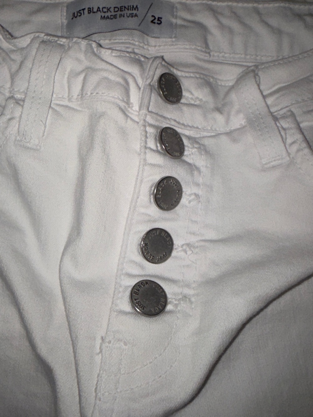 Just Black White Button-Fly High-Rise Jeans